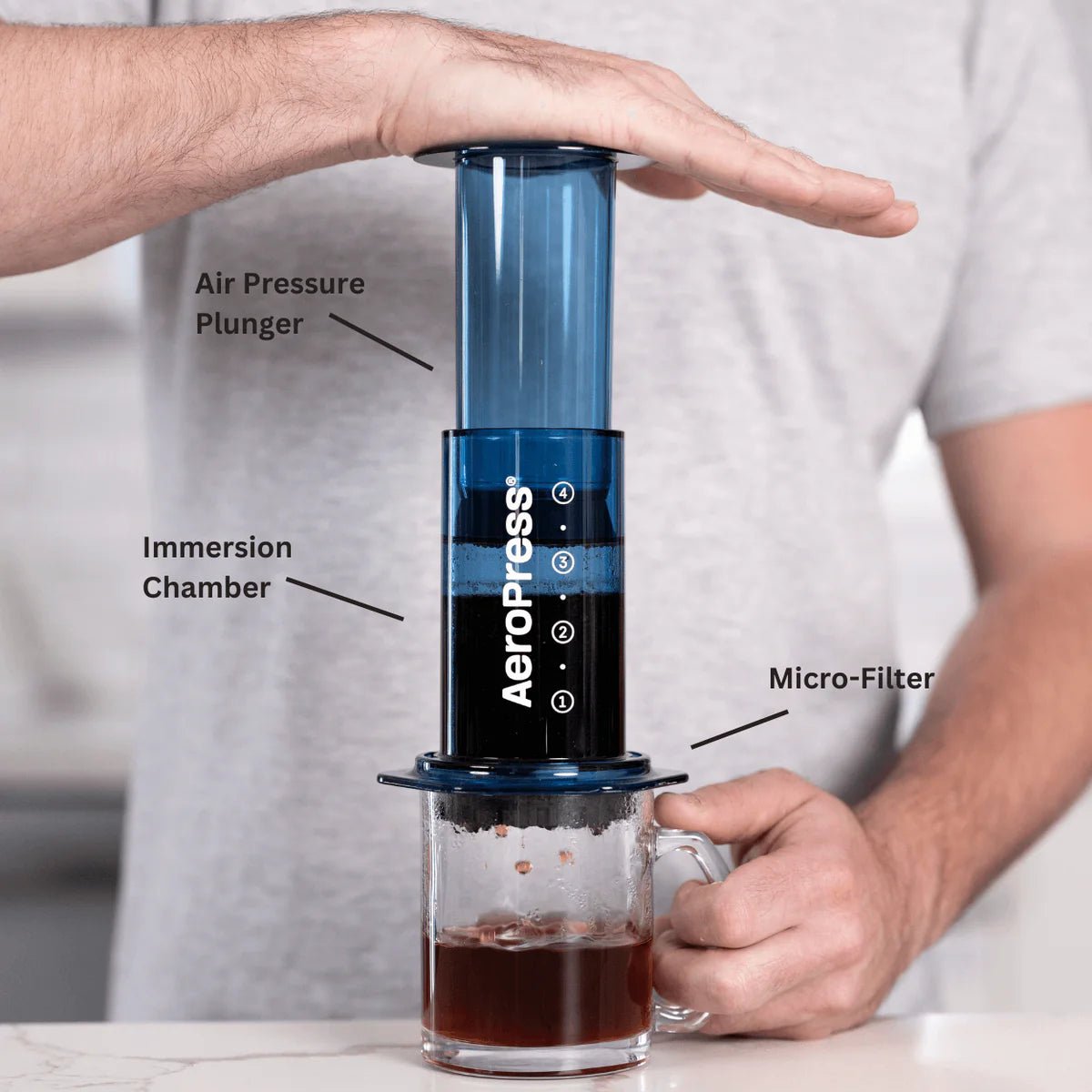 AeroPress Clear Coffee Maker, Blue