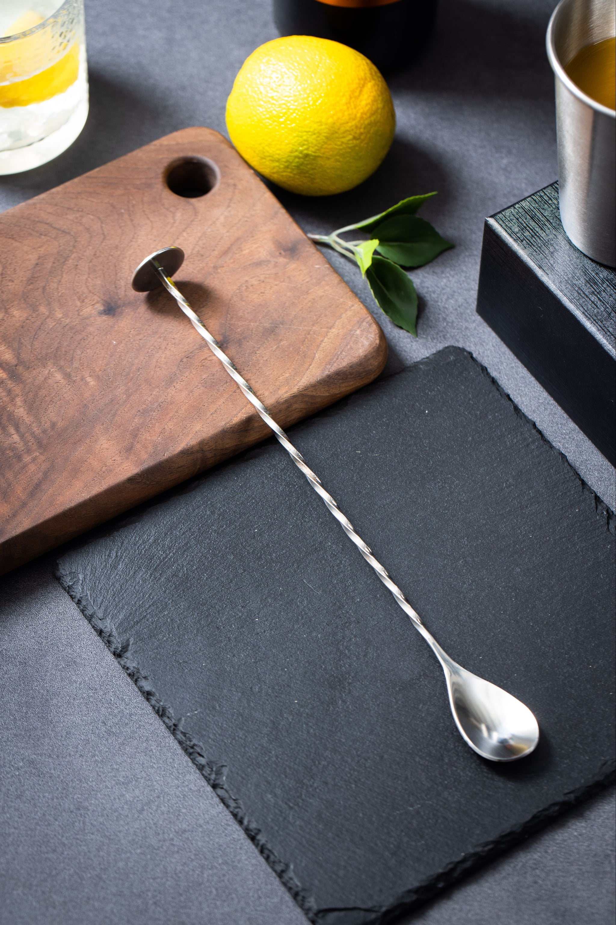 stainless steel cocktail spoon