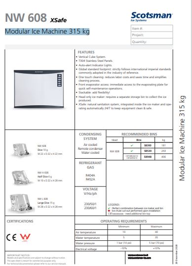 Scotsman Modular Ice Machine 315 kg