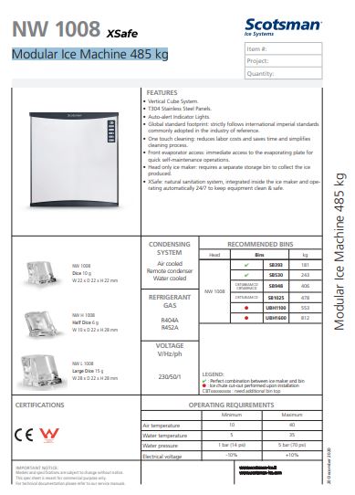 Scotsman Modular Ice Machine 485 kg