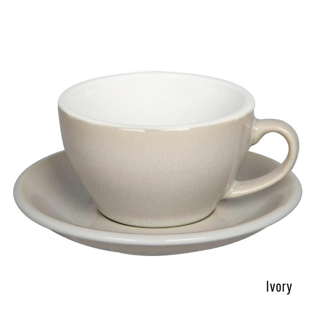 EGG SET OF  250ML CAPPUCCINO CUP & SAUCER (POTTERS COLOURS)