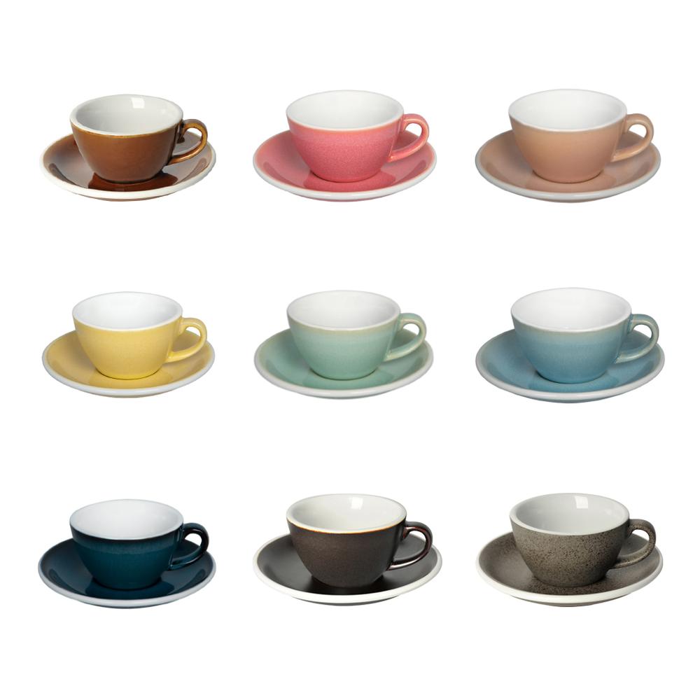 EGG SET OF  200ML CAPPUCCINO CUP & SAUCER (POTTERS COLOURS)