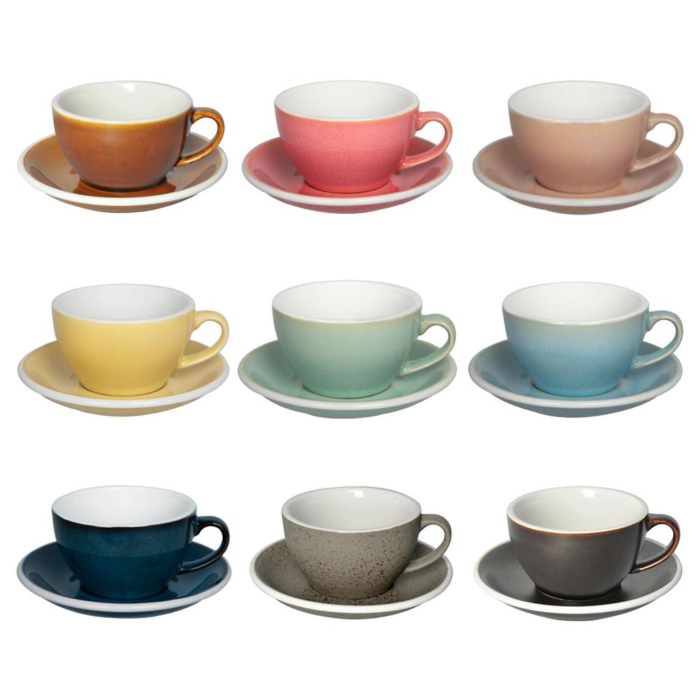 EGG SET OF  250ML CAPPUCCINO CUP & SAUCER (POTTERS COLOURS)