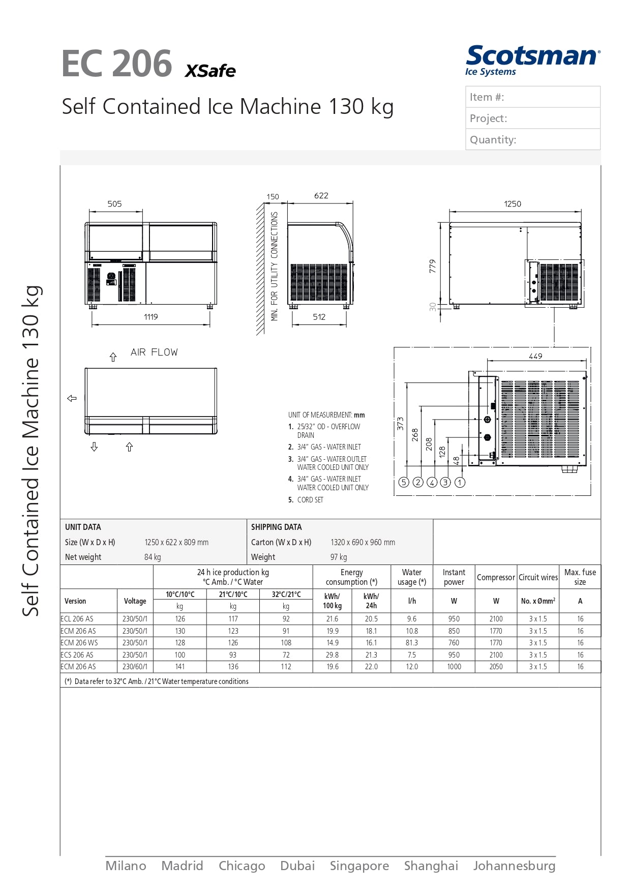 Scotsman ECM206 AS 130kg Ice Maker