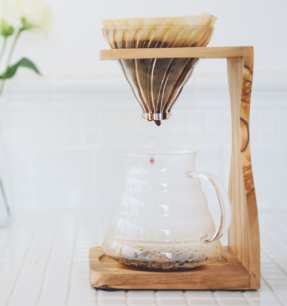 HARIO V60 Olive Wood Stand Set