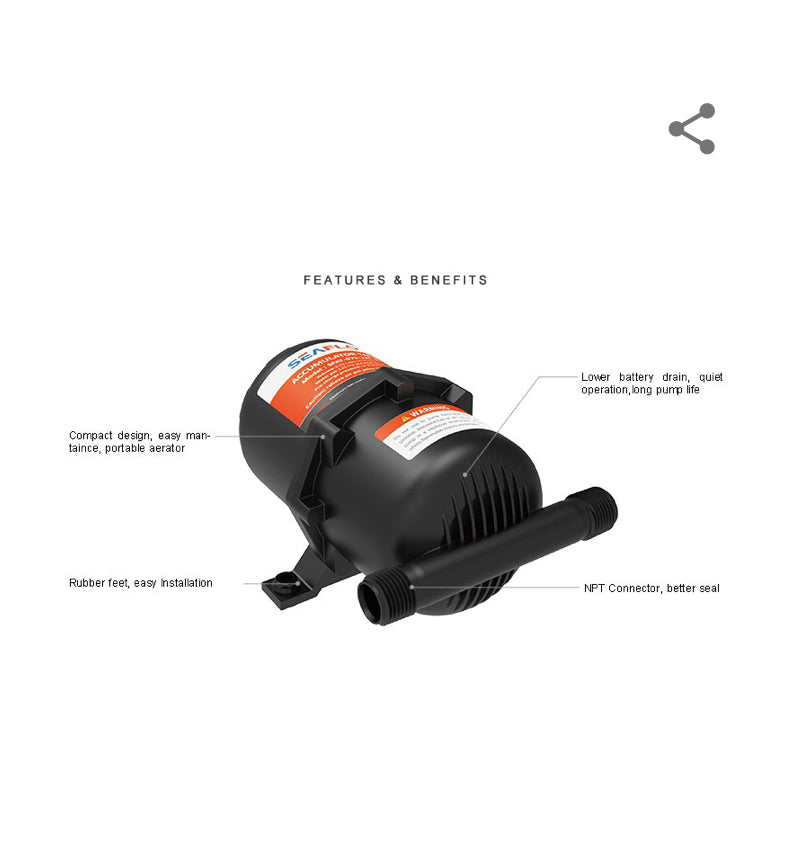 Seaflo 1.0 Liter Pressurized Accumulator Tank